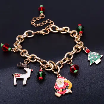 

alloy bracelet Women Adjustable Bracelet Chains Bangle Christmas Series Santa Tree Elk Pendant Bracelets Jewelry Christmas gifts