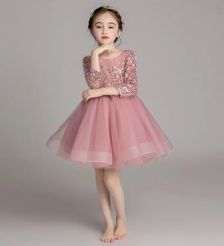 Короткие Детские вечерние платья до колена с розовыми перьями, расшитые блестками 2019 г. Фатиновое бальное платье принцессы, Платья с