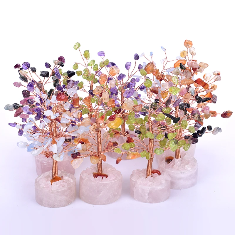 

Crystal Tree Natural Quartz Lucky Tree Ornaments Stones and Crystals Artificial Happiness Trees for Wealth and Luck Home Decor