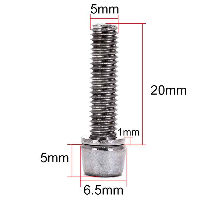 Description Picture 6 of item6PCS Bicycle Headset Stem Cap Screw Ultralight Stainless Bicycle Seat Disc Bolt M5 * 20mm Mountain Bike Road Bike Riser Screw