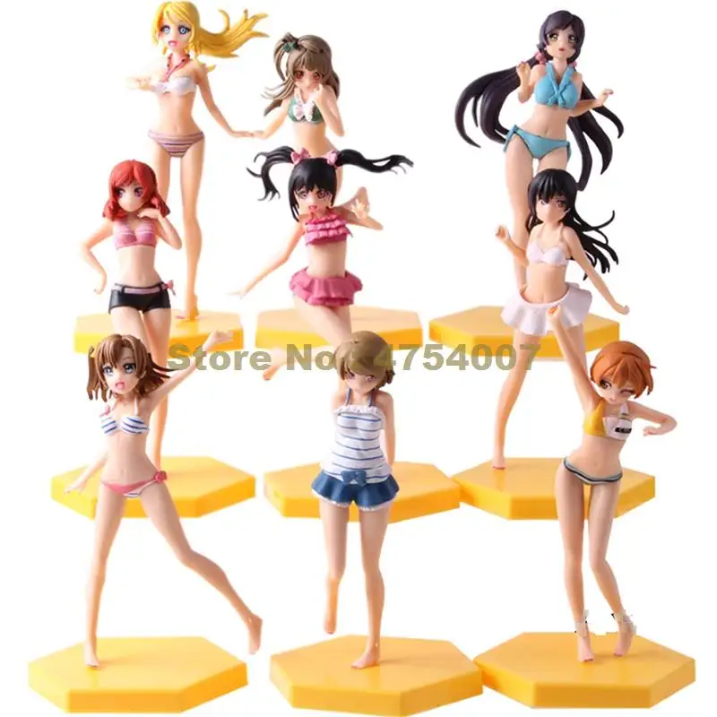 9 шт./лот аниме love live minami kotory/nozomi/ nico/ sonoda umi фигурка из ПВХ модель куклы бикини 15 см