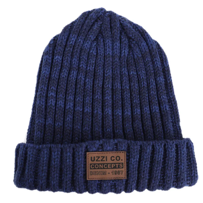 Fashion Winter Hats for Woman Casual Beanies for Men Women Warm Knitted Winter Hat Fashion Solid Hip-hop Beanie Hat Unisex Cap - Цвет: Navy-2