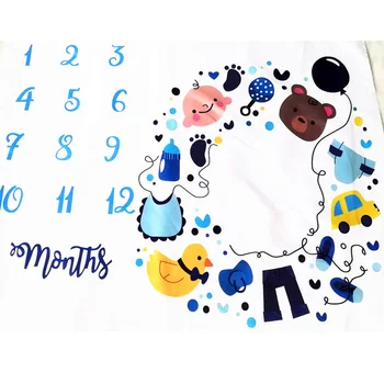 

Photography Blanket Polyester Calender Monthly Milestone Newborn Cute Soft Baby Photo Grops Backdrop Cloth Props Cartoon Fashion