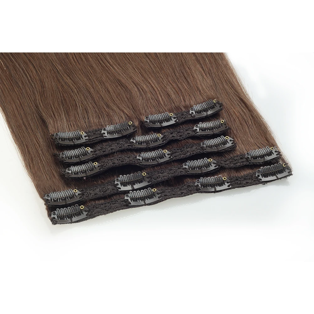  Sindra Brazilian Hair Straight Clip in Human Hair Extensions Machine Made Remy 6PCS/set Pure Piano 