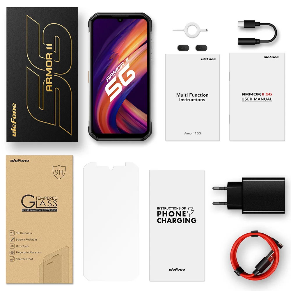 Ulefone Armor 11 Waterproof Rugged Smartphones 8GB+256GB 6.1Inch Display 48MP Camera 5200mAh 5G Cell Phone Wireless Charging NFC