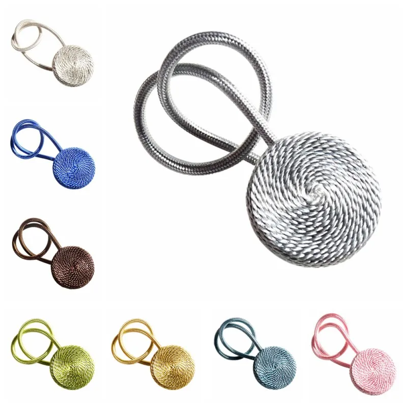 Magnetic Curtain Tiebacks Flannel Round Curtain Tie Backs Holdbacks Ring Buckle Clips Curtain Rods Decoration Accessoires