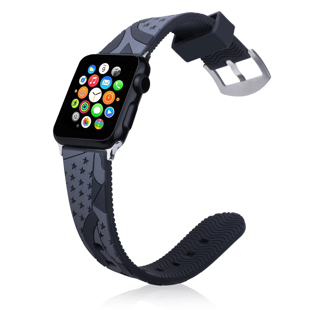 Мягкая силиконовая лента для Apple Watch Series 1 2 3 38 мм 42 мм браслет с национальным флагом ремешок для iWatch 4 5 44 мм 40 мм