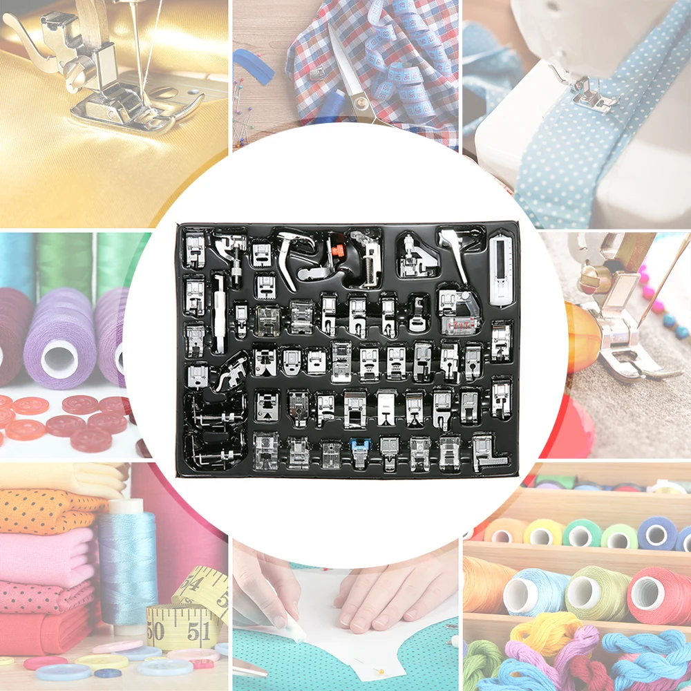 

52 PCS Sewing Machine Foot Domestic Sewing Machine Foot Feet Snap On Sewing Tools For Brother/Babylock/Singer/Janome/Kenmore