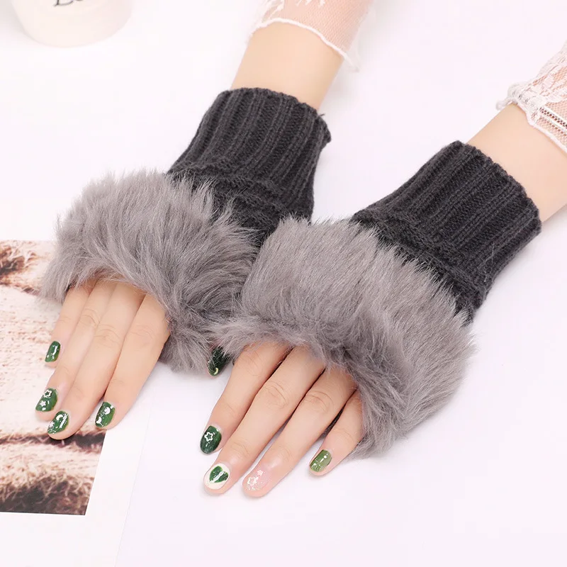 Fashion Silicone Heat Resistant Bbq Kitchen Oven Mitts Gloves Women Arm Warmer Fingerless Knitted Long Gloves Cute Mittens Gift - Цвет: Deep gray