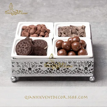 

gold color Metal fruit tray lattice combination tray