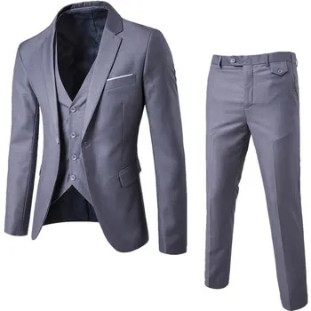 

2020 Men's Fashion Slim Suits Men's Business Casual Clothing Groomsman Three-piece Suit Blazers Jacket Pants Sets