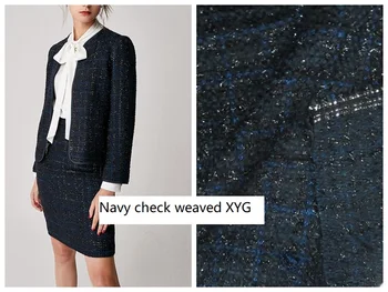 

Free ship for tweed fabric with gray black weaved color line price for 1 meter 59" wide