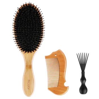 

Frcolor 1 Set Bristle Hair Brush Practical Natural Bamboo Anti-static Wooden Massage Comb for Styling Straightening Detangling
