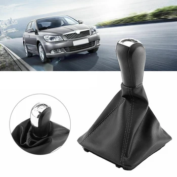 

5 Speed Gear Shift Knob Shifter Lever Stick Gaiter Boot Cover For Skoda Octavia 2004-2008 2009 2010 2011 2012 Auto Accessories