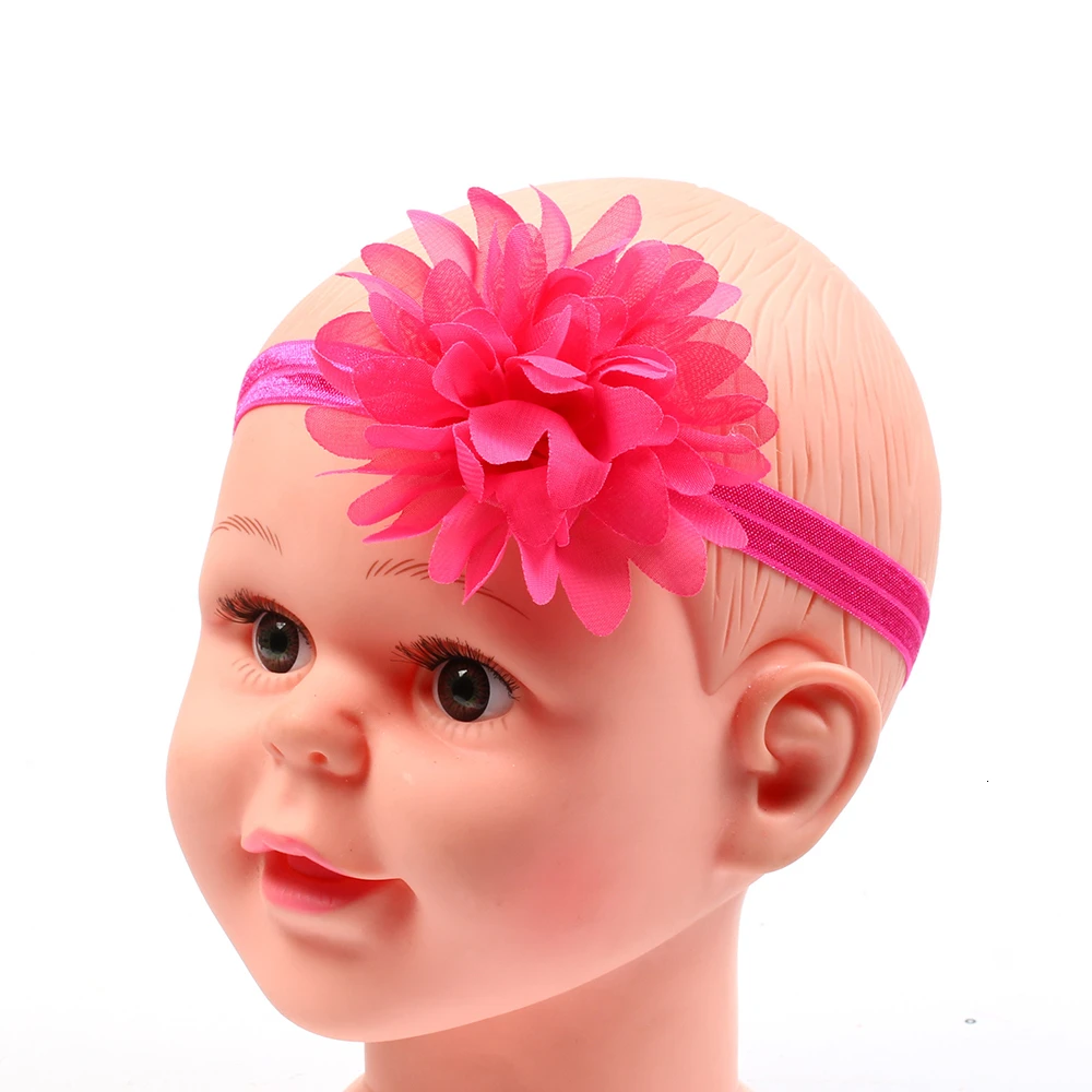 Детская повязка на голову с лентой, сделай сам, Детские аксессуары для волос, Товары для новорожденных, тиара, шифон, цветок, цветочный тюрбан, повязка для девочек, ручная работа - Цвет: Roseo