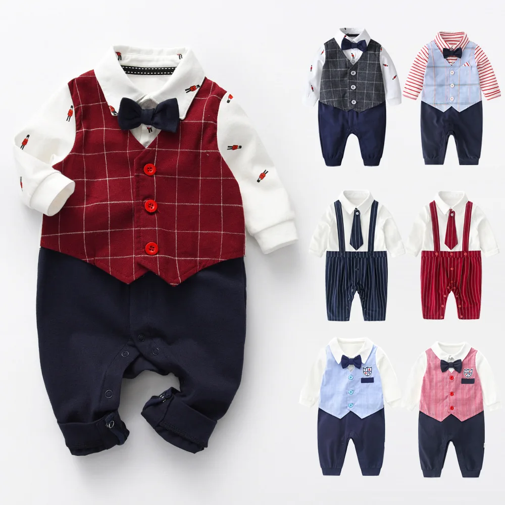 Baby Boys Jumpsuit 1st Birthday Set For Newborns Little Gentleman Clothes 0-24M Outfits Long Sleeve Spring/Fall Onesie |