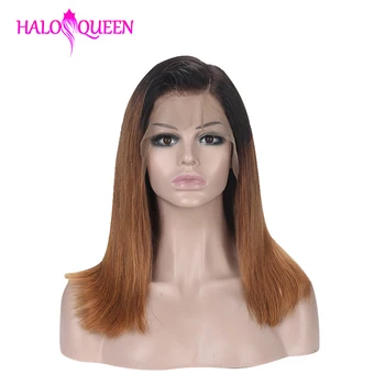 

HALOQUEEN Remy Hair Straight Lace Front Human Hair Wigs 2# Brown Color 13*4 Lace Frontal Wig Density 130% 150% Bleached Knot