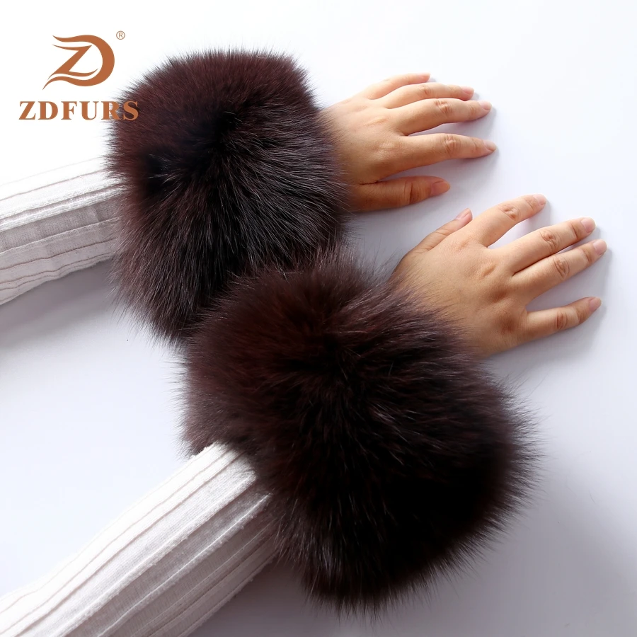 ZDFURS * Высокое качество меха лисы манжеты Лидер продаж наручные Теплее натурального меха лисы манжеты рука теплее леди браслет Настоящее
