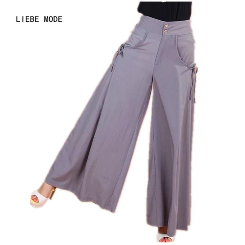 Jupe Culotte D Ete A Jambes Larges Pour Femme Pantalon Evase Ample Taille Haute Gris Blanc Marron Grande Taille Aliexpress