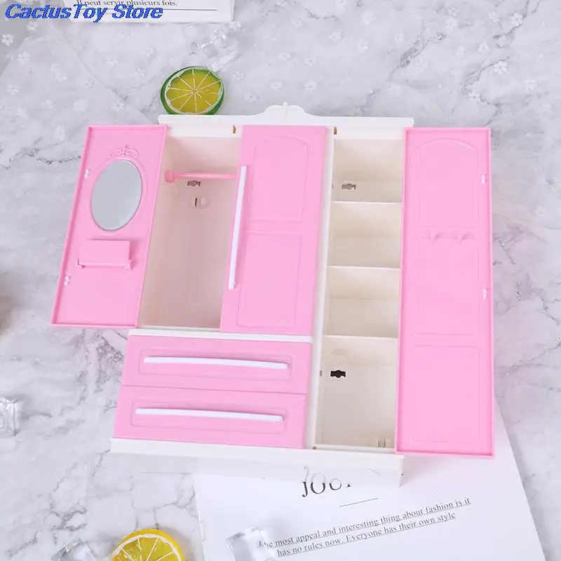Details about   Three-door Pink Modern Wardrobe for Dolls Furniture Clothes Accessories Toys xh 