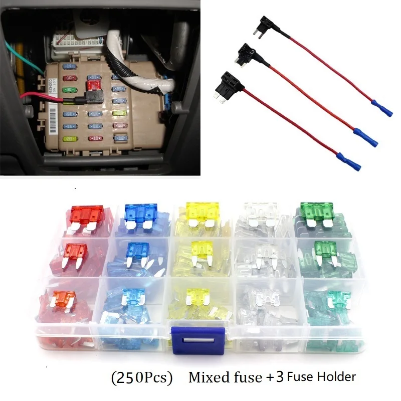 

set kit 10A 15A 20A 25A 30A Car Auto Truck Motorcycle Circuit Standard ATO blade Fuse Boxes Low-profile Mini Fuse