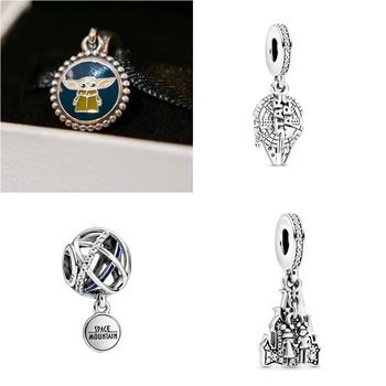 

MULIER 2020 New Silver 925 Disne Parks Star Wars Baby Yoda The Child, Millennium Falcon, Space Mountain, Castle Couple Charm