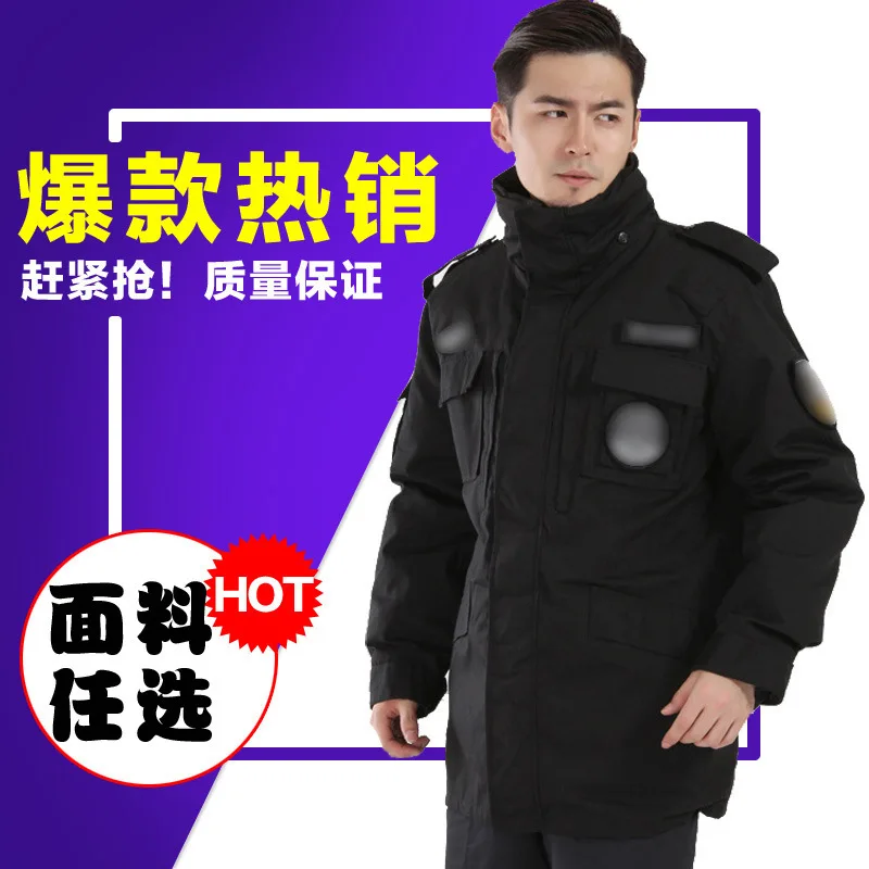 

Security Staff Training Clothes Cotton-padded Coat New Style Special Warfare Black And White with Pattern Security Staff Overcoa