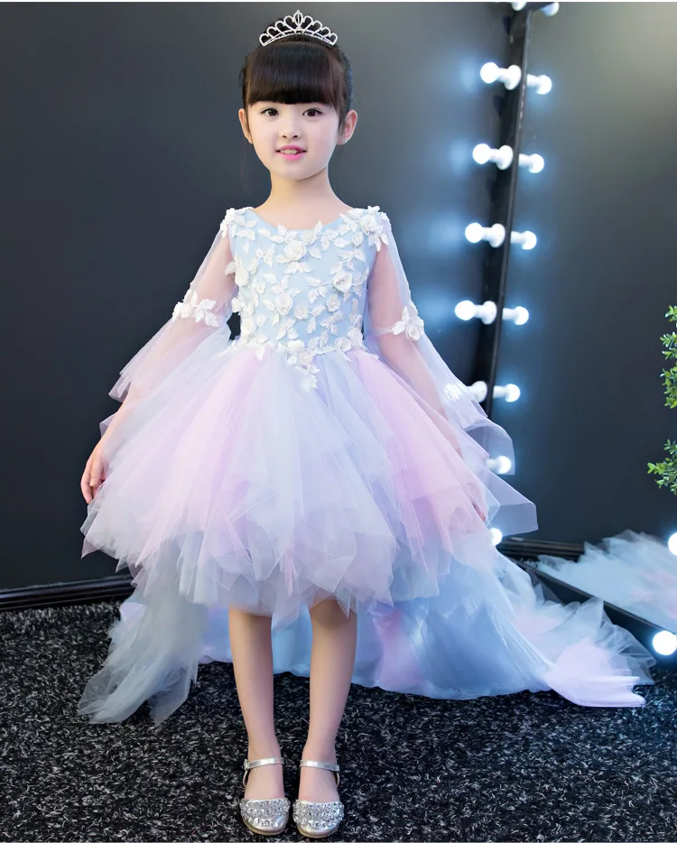 Kids First Communion Dresses Long Trailing Girls Dress Child Mermaid Long Tail Peacock Ball Gown For Wedding Evening Prom Party