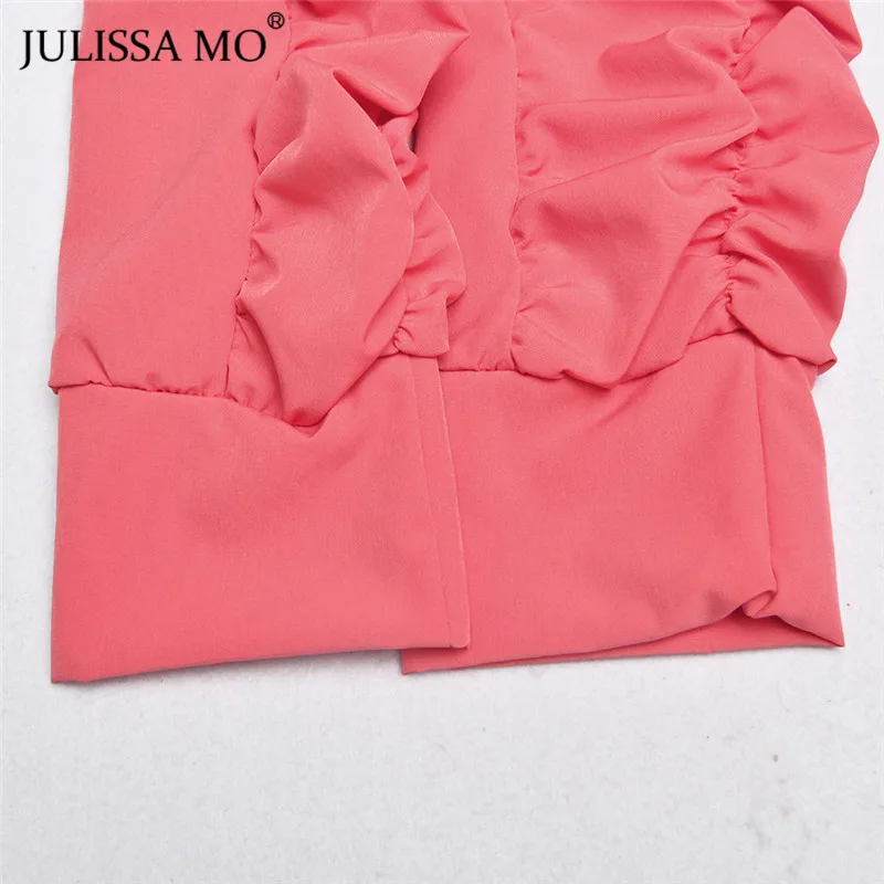 Julissa mo комплект из двух предметов с рюшами облегающее зимнее платье сексуальный v-образный топ и мини юбки модное эластичное рождественское платье спортивный костюм для женщин