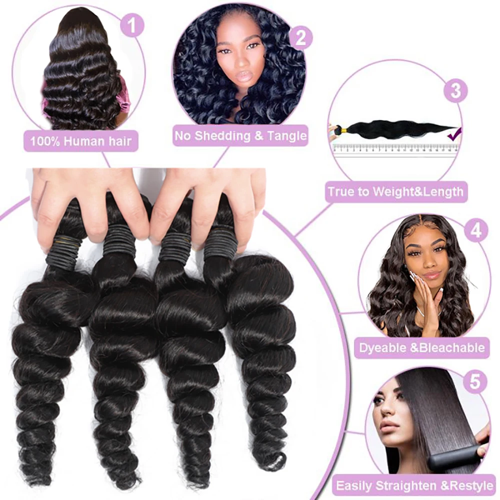Бразильские человеческие волосы пряди Волосы Remy волос Extensation свободная волна +