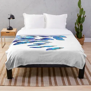 

Soft Blanket for Bed Sherpa Flannel Fleece Blanket Home Travel Sofa Soft Throw Blanket Blue And White Art Falling 2 Sharon Cummi