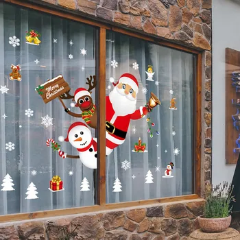 

Santa Claus Merry Christmas Decor for Home 2020 Window Sticker Christmas Ornaments Garland New Year 2021 Navidad Gift Xmas #F