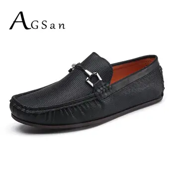 

AGSan Men Casual Leather Shoes Handmade Loafers Designer Italian Shoes Plus Size 38-48 Driving Shoes Moccasins Flats Shoes Men