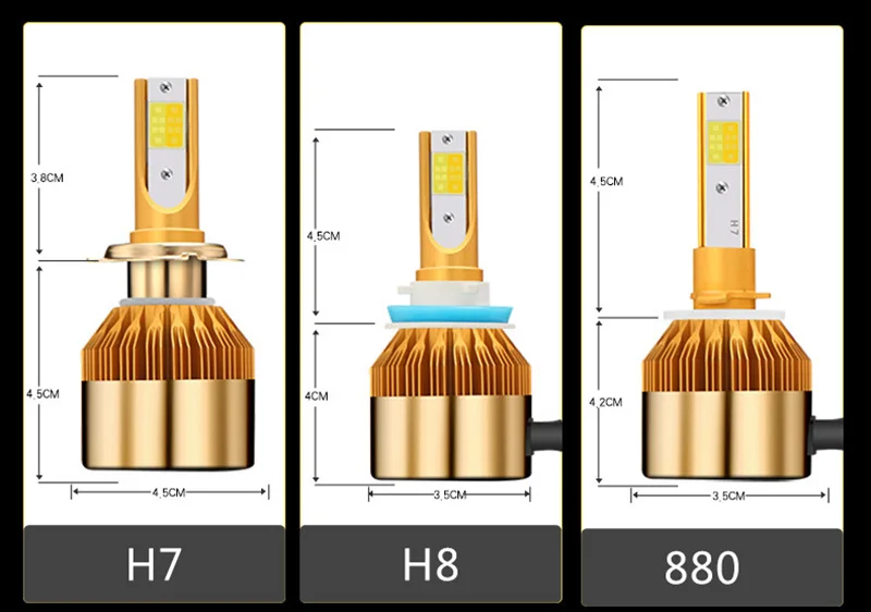 TF30 2 шт./лот светодиодный головной светильник с двойной лампы золото Conversion Kit светильник 72W фары для 8000LM H1 H3 H4 H7 HB3 HB4 9004 9005 Авто C6 по технологии COB 6000K