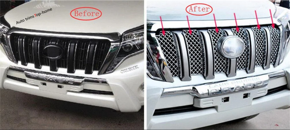 Yimaautotrims Передняя решетка гриль сетка литья крышка отделка Подходит для Toyota Land Cruiser Prado FJ150 внешний вид