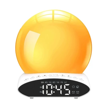 

Wake Up Light Sunrise Alarm Clock - Night Light Eyes Protection with Projection Clocks, FM Radio,Nature Sounds for Kids