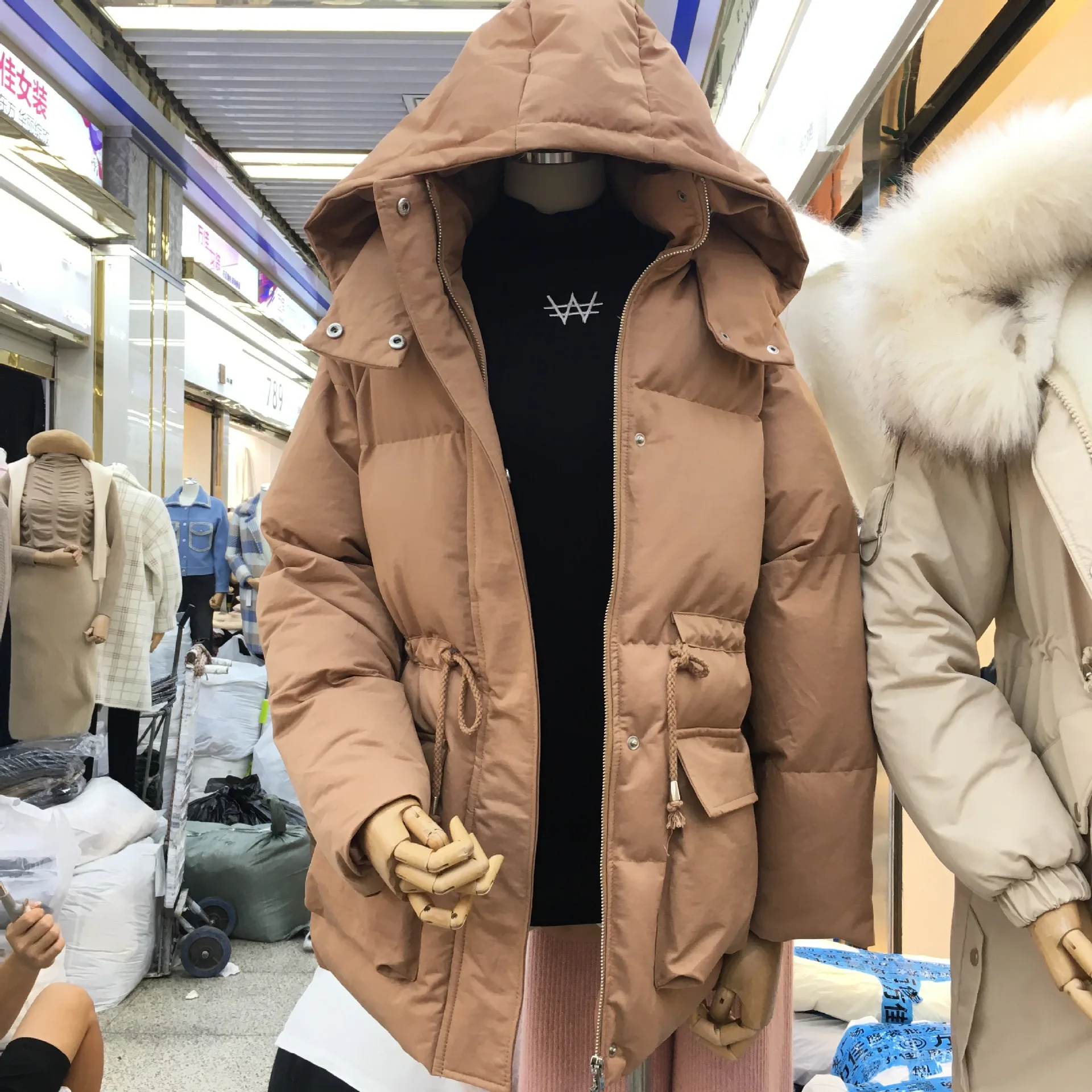 

2019 Winter Style New Arrival Korean-style Versatile Slimming Drawstring Hooded Loose-Fit Casual Thick down Cotton Cotton-padded