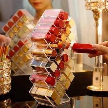 

28 Grids Clear Lipstick Shop Display Shelf Makeup Organizer Cosmetic Stand Holder Makeup Brush Storage Box Jewelry Box Case Rack