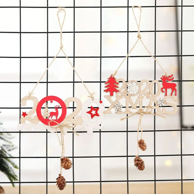 2 шт веселые рождественские буквы деревянные подвески, украшения орнамент с рождественской елкой деревянные поделки для дома стены