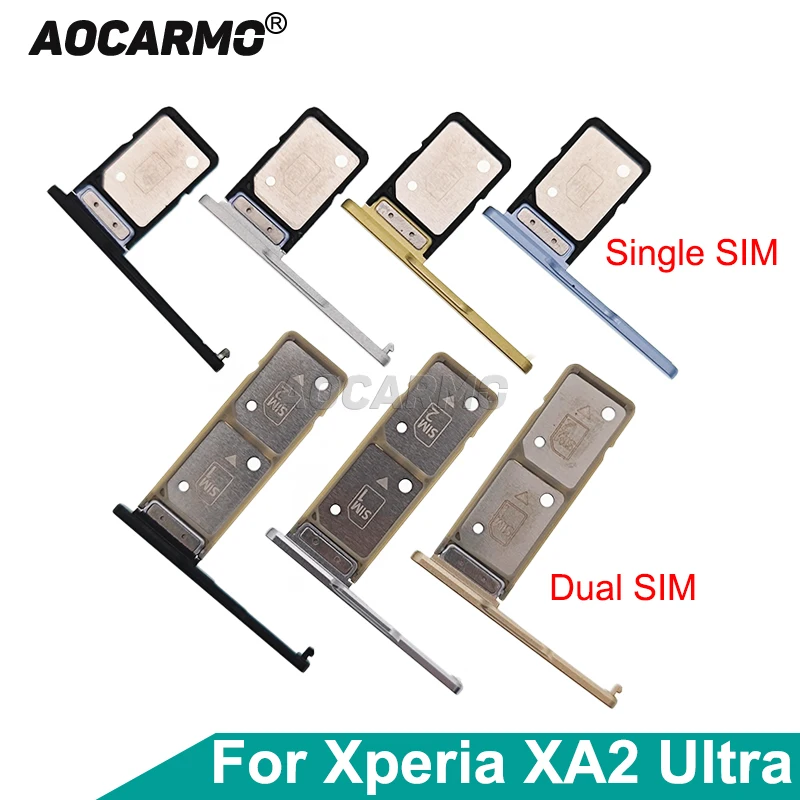 Aocarmo Único Titular Bandeja de Cartão Sim Duplo Slot com Plugue da Capa para Sony Xperia Xa2 Ultra Xa2u H4233 H4213 Polegada Substituição