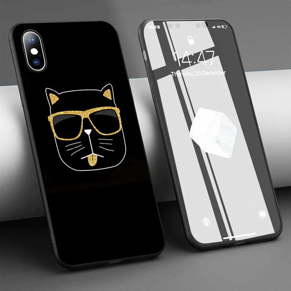 Чехол с изображением современного кота и очков для iPhone 11 Pro Max XR XS 5S 6 6S 7 8 Plus мягкий