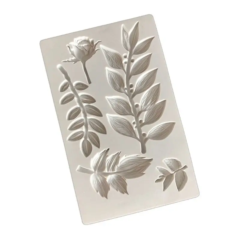

Rose Flower Leaf Vine Branch Silicone Mold Clay Fondant Mold DIY Cake Decoration Tool Candy Sugar Cookies Chocolate Mould Baking