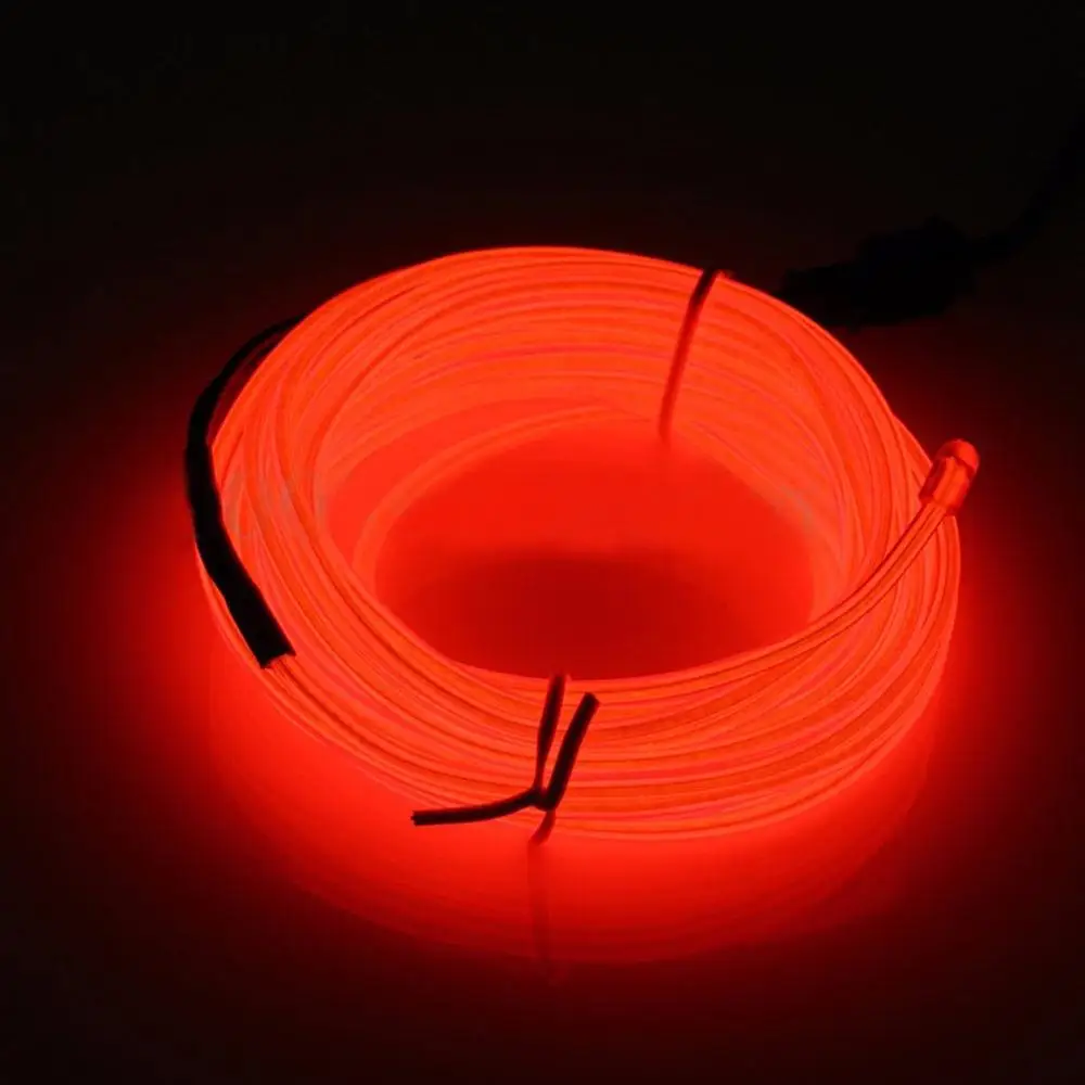 New1m 2 м 3 м 5 м неоновый светильник EL Wire 3 режима 10 цветов Светодиодная лента светильник с контроллером для автомобиля Танцевальная вечеринка велосипед декоративный светильник ing - Испускаемый цвет: Red
