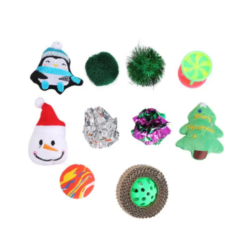 10pcs Рождественские интерактивные игрушки для домашних животных, игрушки для кошек, товары для кошек, Забавный праздничный котенок, подарок, игрушка для упражнений, Katten Speelgoed - Цвет: 10pcs