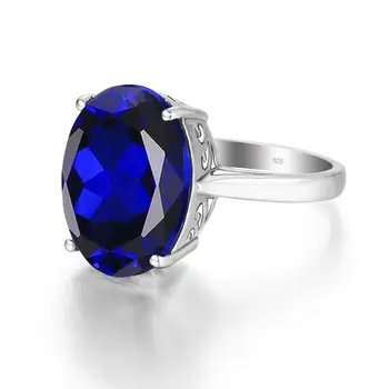 

Sapphire Ring Real Silver 925 Original Classic Women Rings Blue Natural Gemstone Engagement Wedding Gifts For Women Accessories
