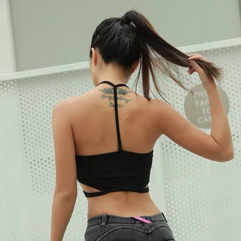 

New T-shaped lady vest with chest cushion bra vest shirts Gym Shirt Women Vest Gym Deportivo Mujer