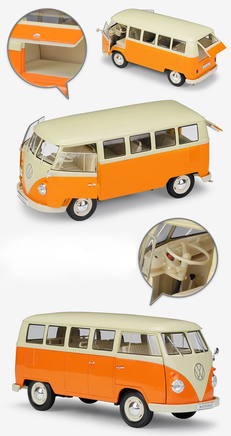 WELLY 1:18 металлическая модель автомобиля Volkswagen Van РЕТРО ПРИНТ T1 автобус литье под давлением игрушечный автомобиль сплав автобусы автомобили игрушки для детей Коллекция подарков