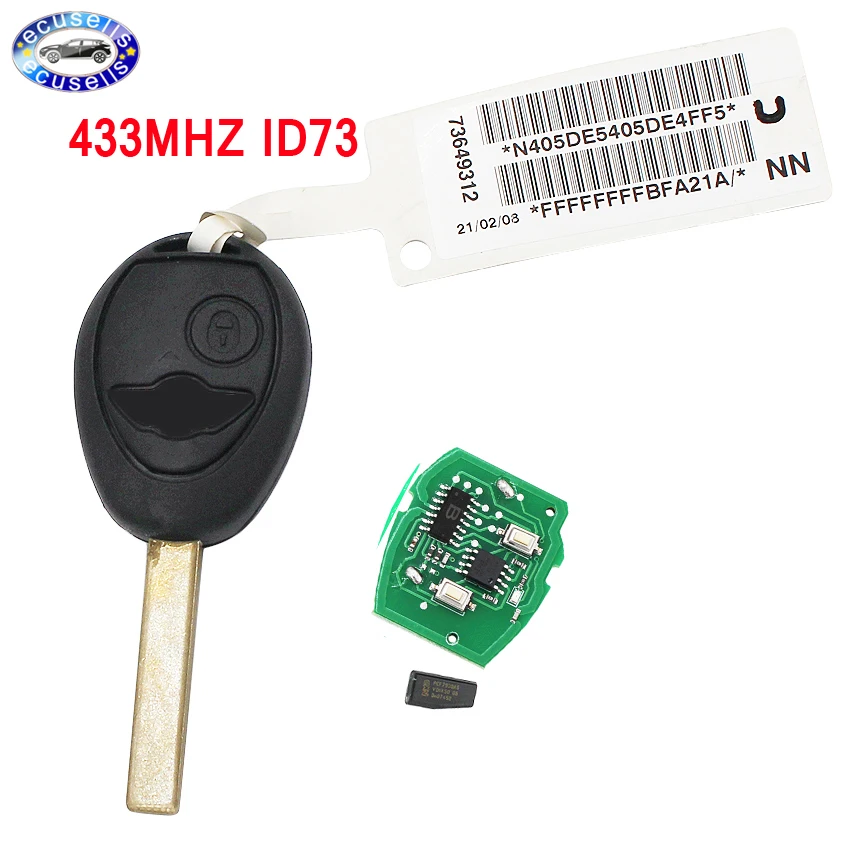 2 кнопки дистанционного ключа 433 МГц ID73 чип для Bmw Mini Cooper S R50 R53 один полный 7935