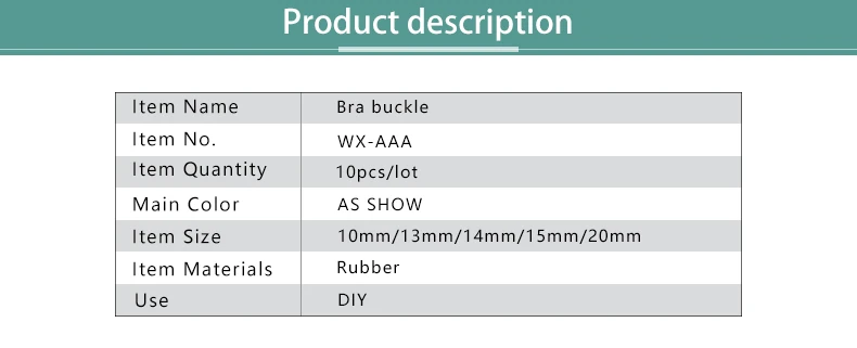 Description Picture 2 of itemNew 10pcs/lot Rectangle Tape Closure Hook & Clasp bra buckle Waist Extenders Sewing On Clothes Bra Clip Hook Accessories DIY