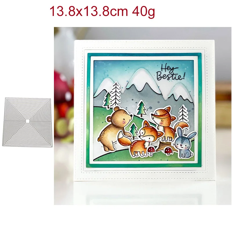 

2021 Christmas Cut Die Multi-layer Square Frame Metal Cutting Dies Diy Molds Scrapbooking Paper Making Die Cuts Crafts